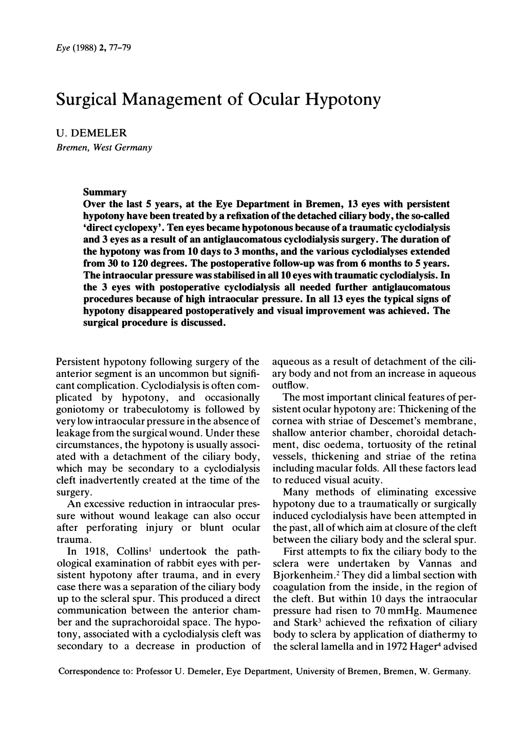 Surgical Management of Ocular Hypotony