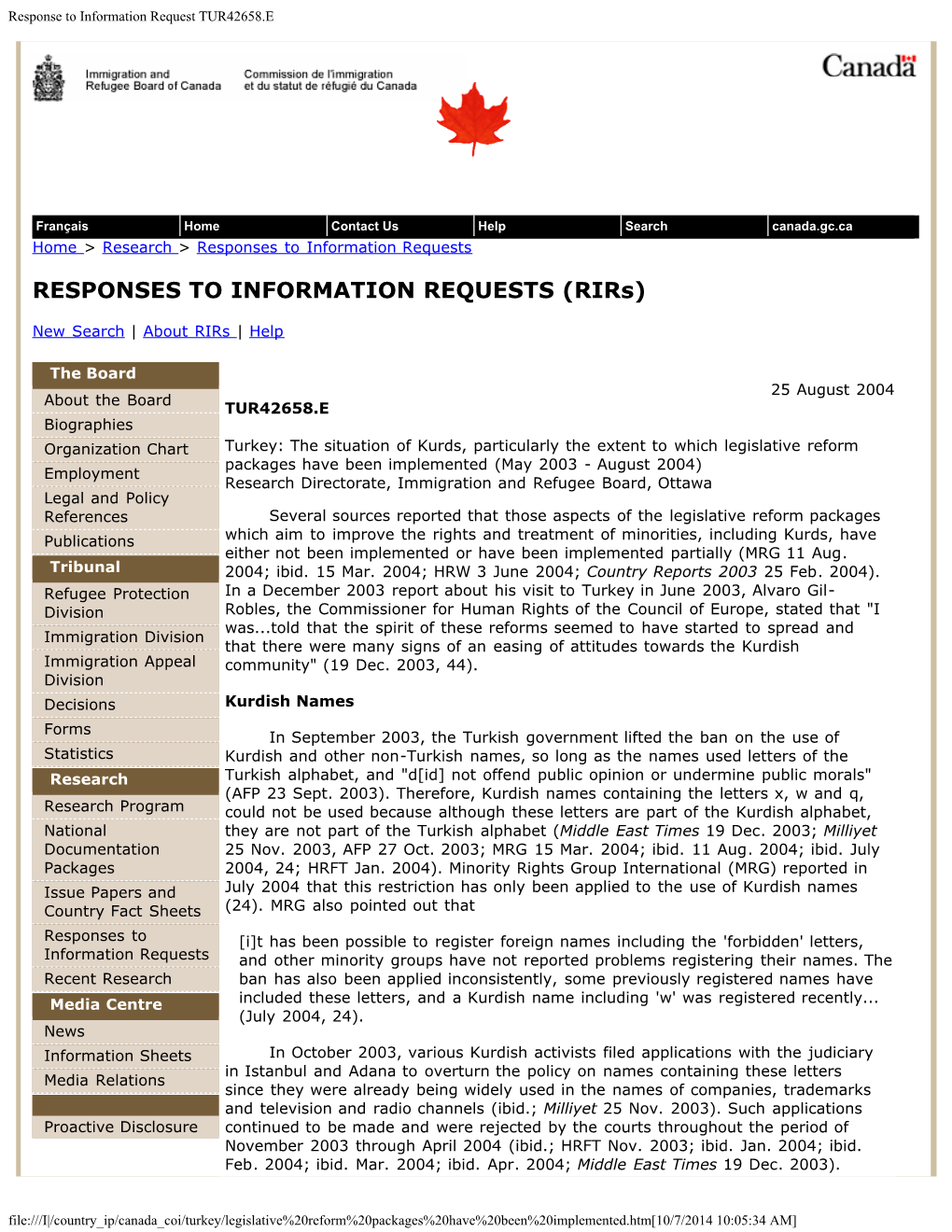 The Situation of Kurds, Particularly the Extent to Which Legislative Reform