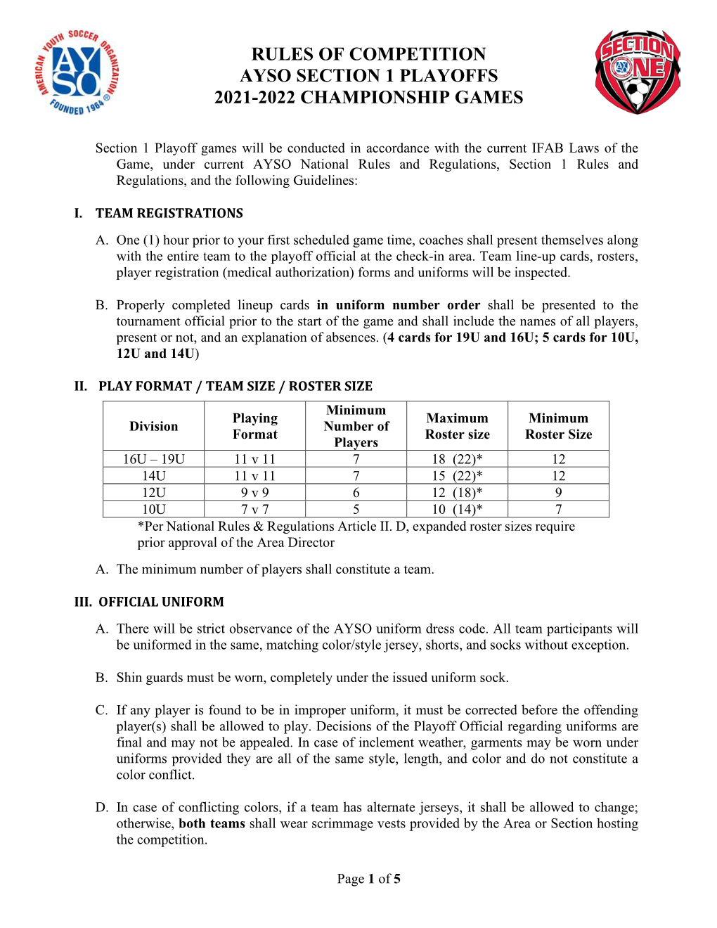 2020 AYSO Section 1 Championship Games