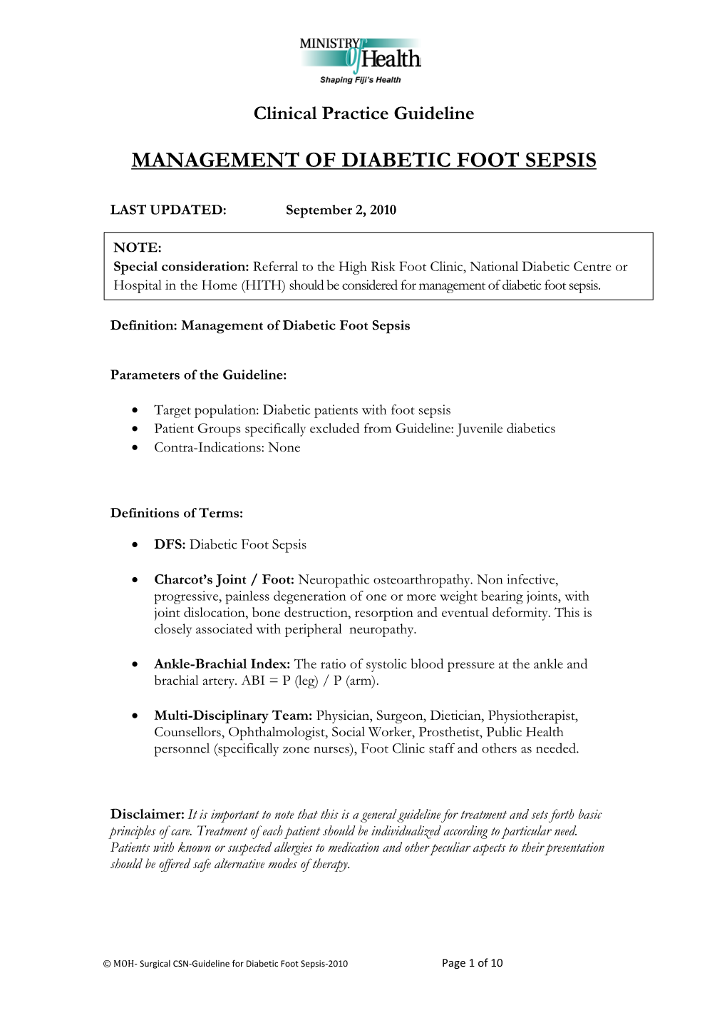 Management of Diabetic Foot Sepsis