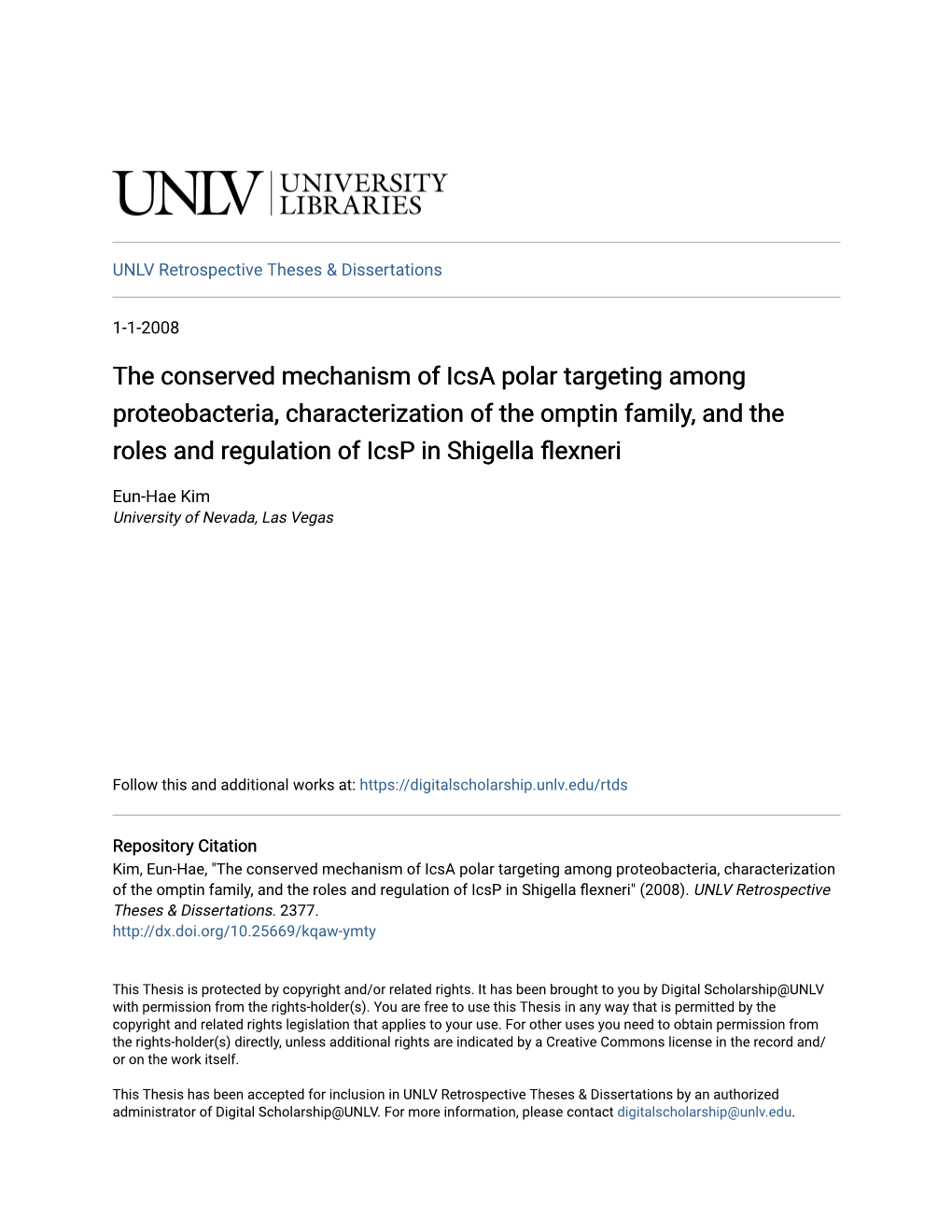 The Conserved Mechanism of Icsa Polar Targeting Among