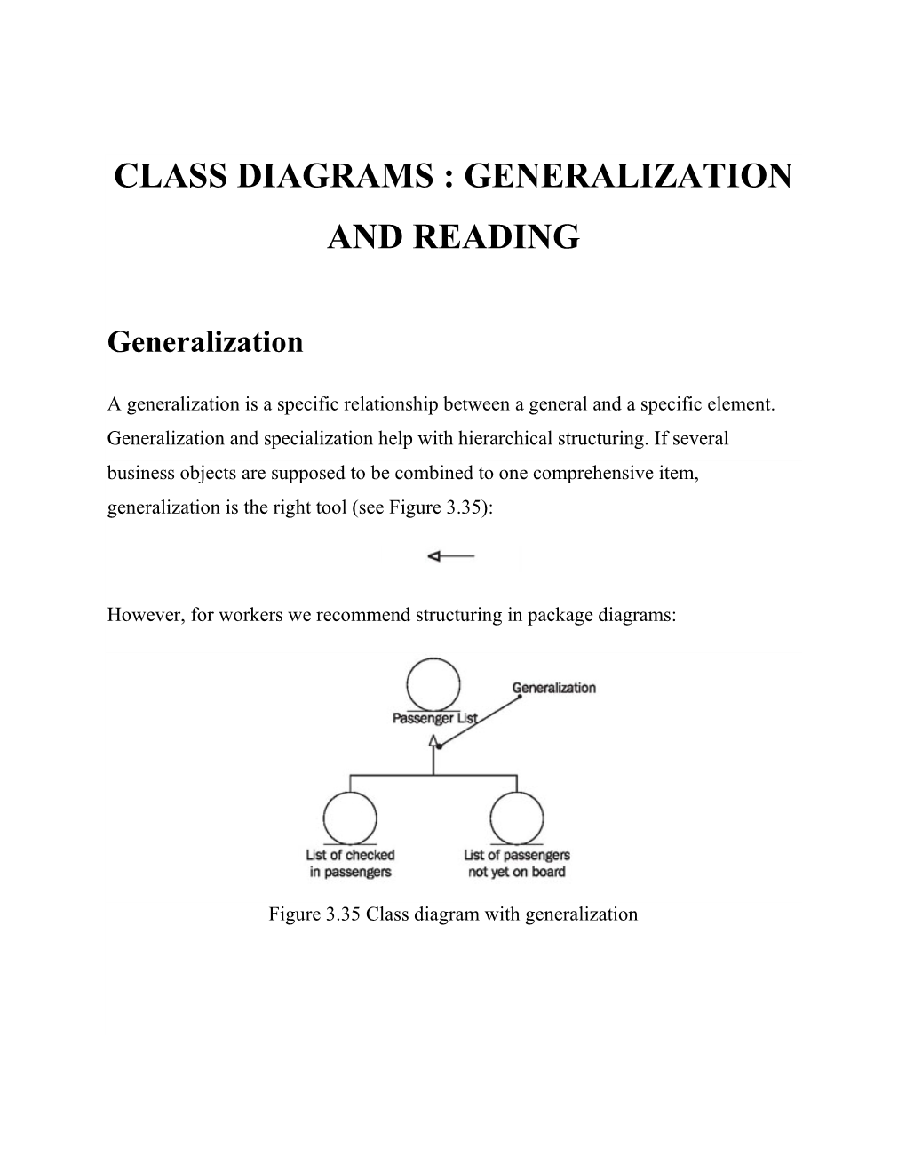 Class Diagrams : Generalization and Reading