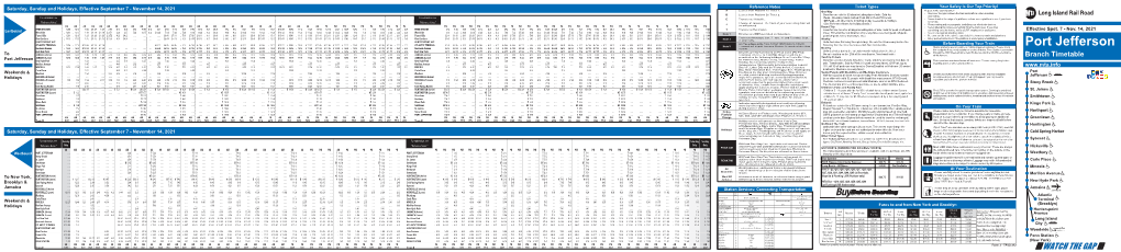 Port Jefferson LIRR Timetable