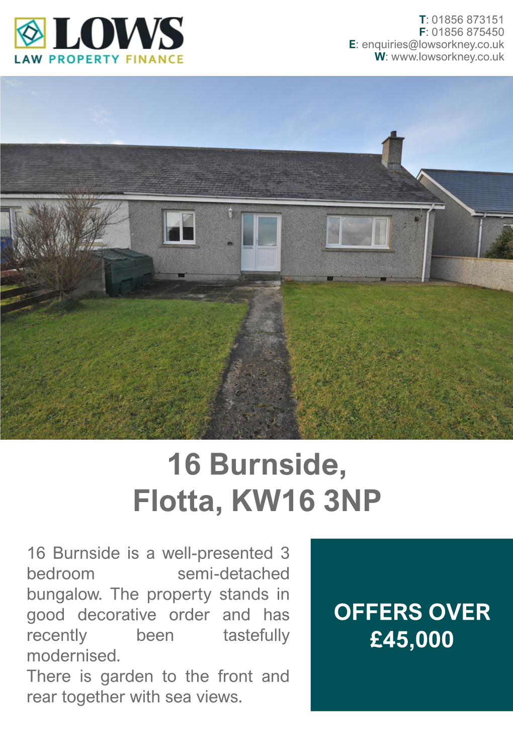 16 Burnside, Flotta, KW16 3NP