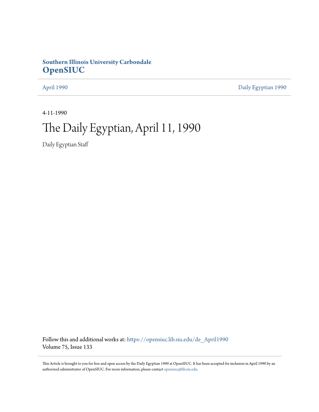 The Daily Egyptian, April 11, 1990