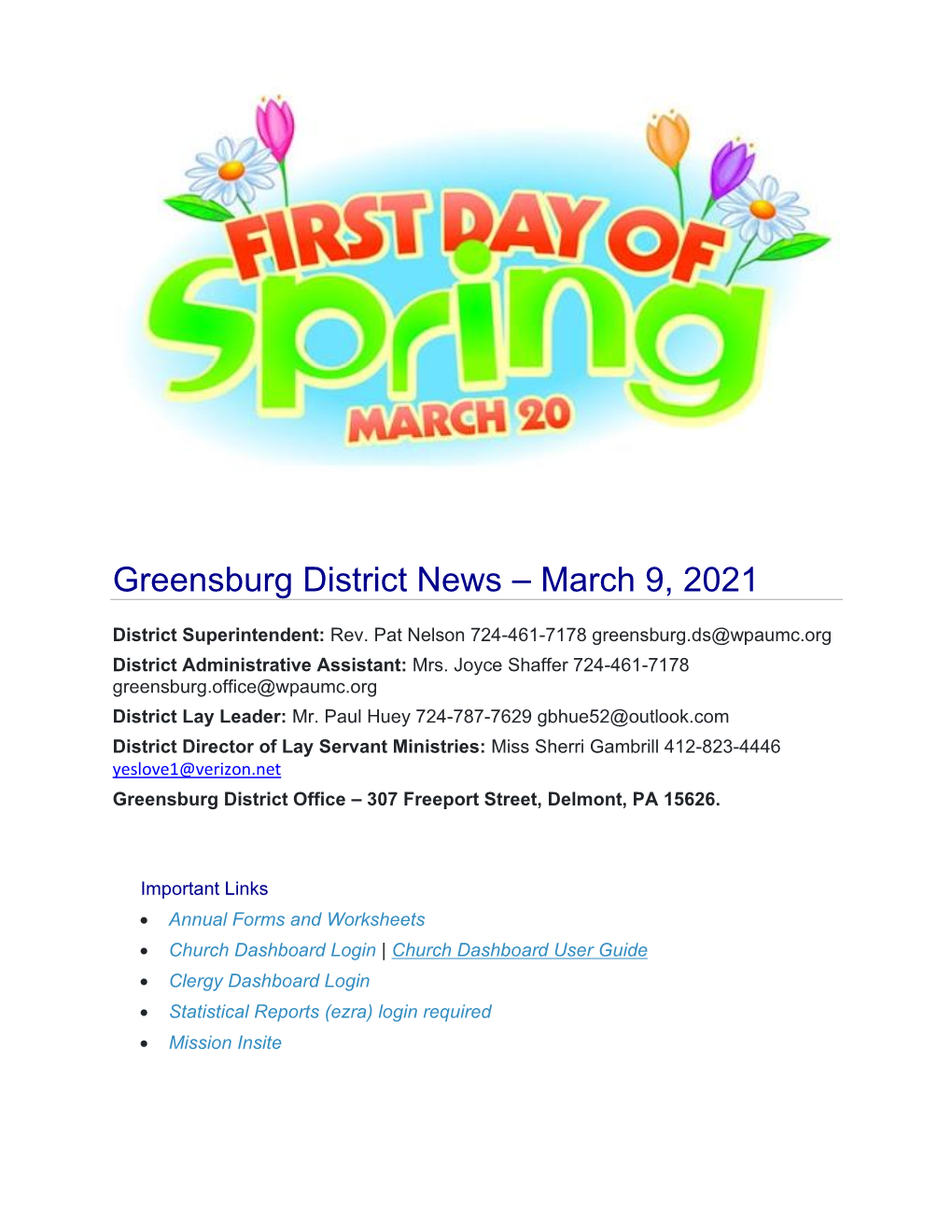 Greensburg District News – March 9, 2021