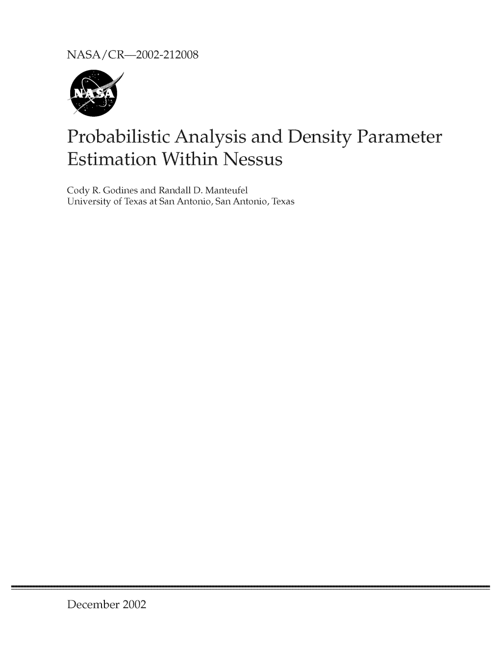 Probabilistic Analysis and Density Parameter Estimation Within Nessus