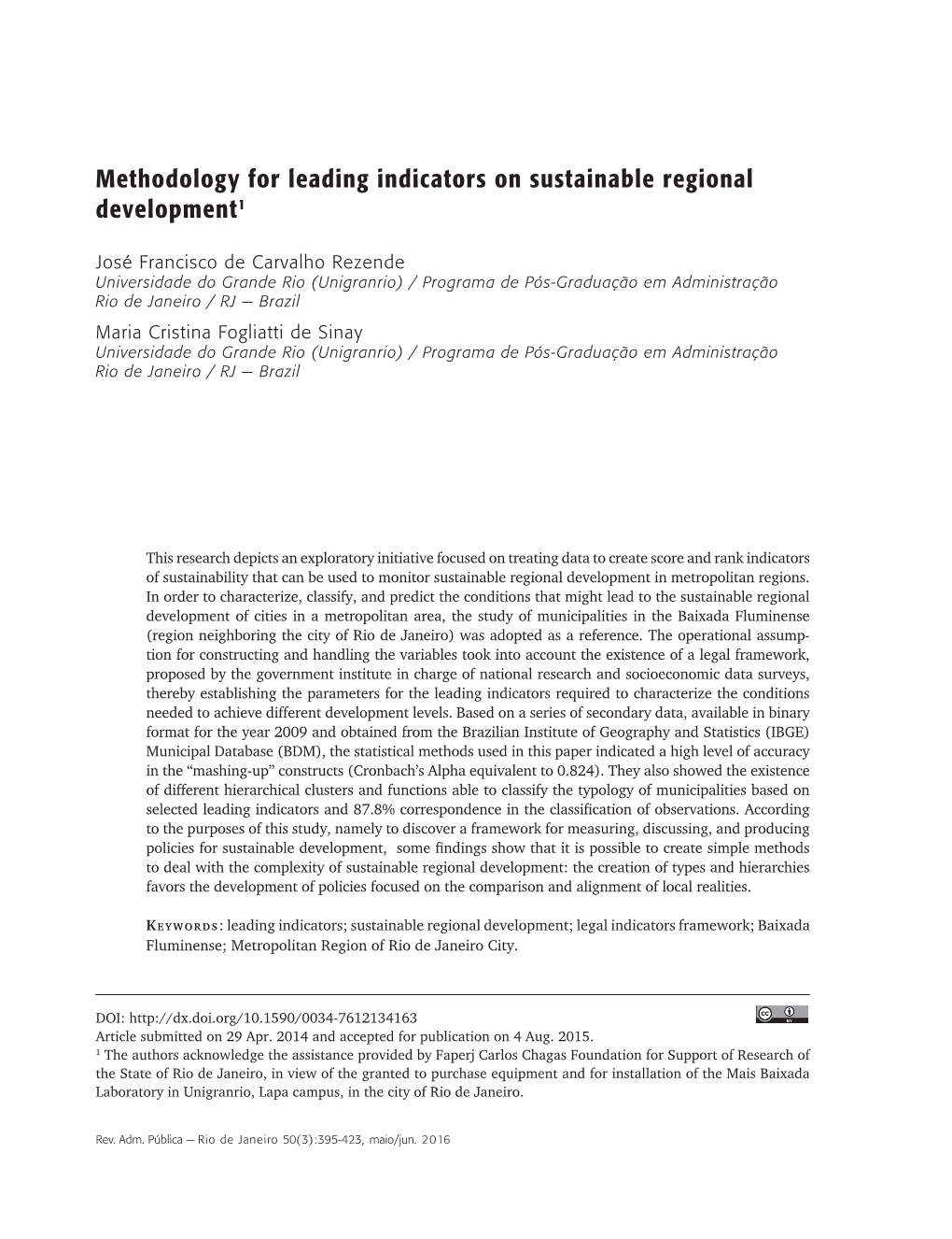 Methodology for Leading Indicators on Sustainable Regional Development1