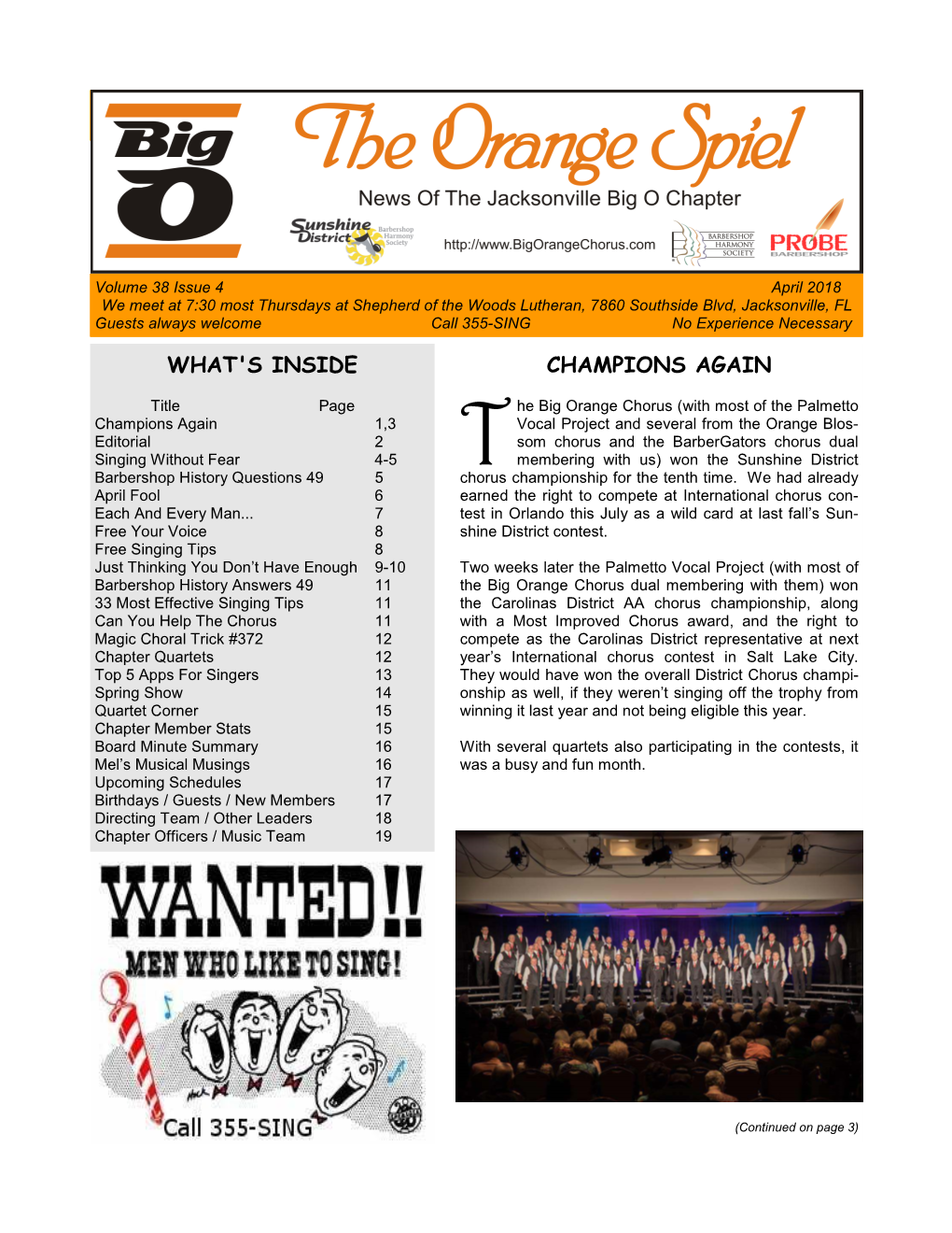 The Orange Spiel Page 1 April 2018