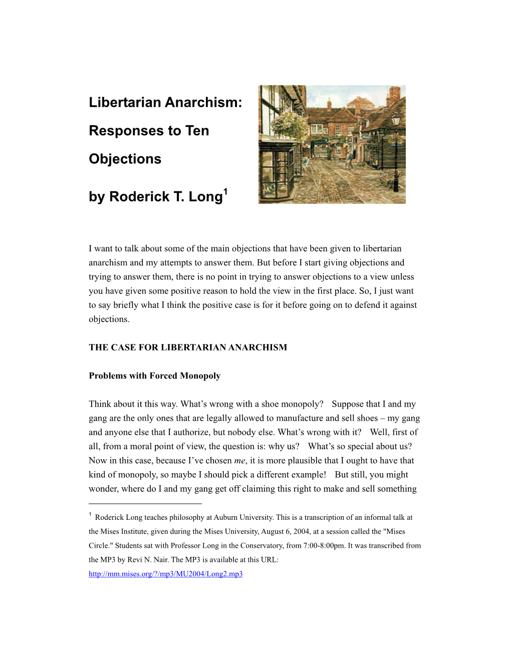 Libertarian Anarchism: Responses to Ten Objections