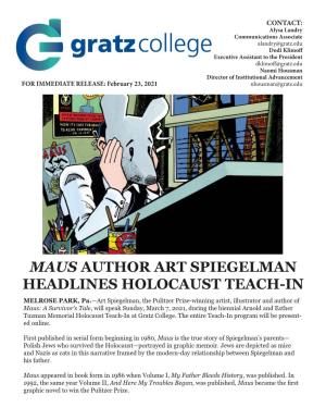 Maus Author Art Spiegelman Headlines Holocaust Teach
