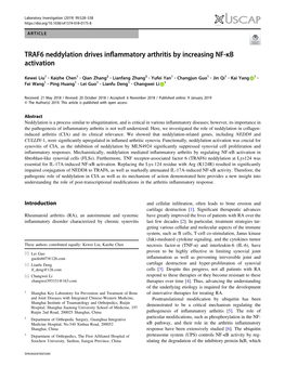 TRAF6 Neddylation Drives Inflammatory Arthritis by Increasing