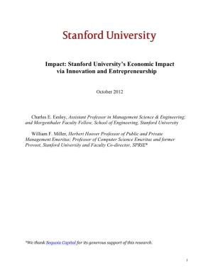 Stanford University's Economic Impact Via Innovation and Entrepreneurship
