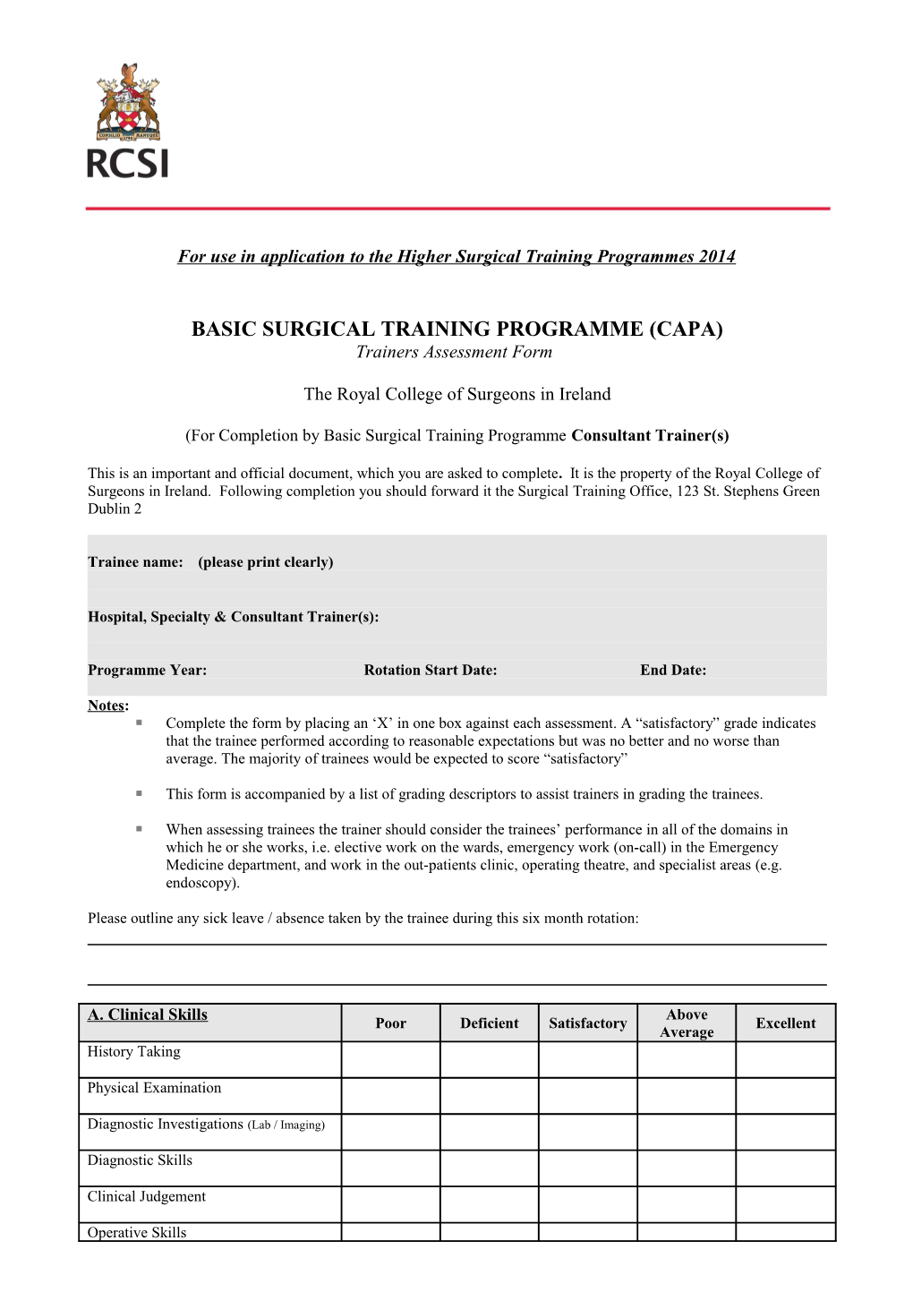 Intercollegiate Committee on Basic Surgical Training and Examinations