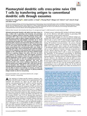 Plasmacytoid Dendritic Cells Cross-Prime Naive CD8 T Cells by Transferring Antigen to Conventional Dendritic Cells Through Exosomes