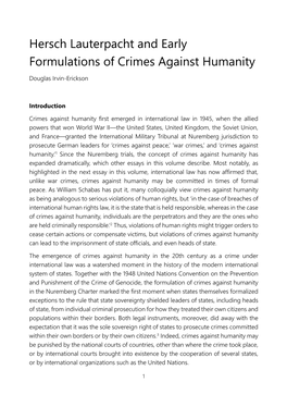 Hersch Lauterpacht and Early Formulations of Crimes Against Humanity