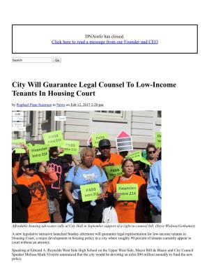 City Will Guarantee Legal Counsel to Low-Income Tenants in Housing Court by Raphael Pope-Sussman in News on Feb 12, 2017 2:20 Pm