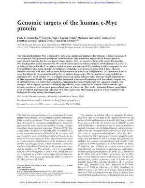 Genomic Targets of the Human C-Myc Protein