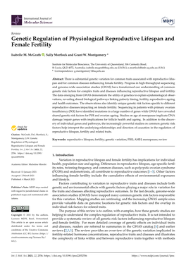 Genetic Regulation of Physiological Reproductive Lifespan and Female Fertility