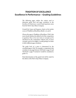 TRADITION of EXCELLENCE Excellence in Performance—Grading Guidelines