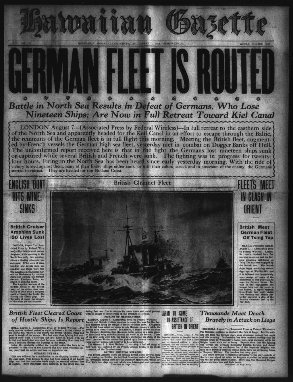 Liu'j;L: L V.L .43 4 Battle In'north Sea Results- Nineteen Ships; Are Wow in Fu) Retreat Txxwar