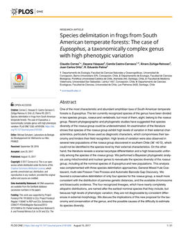 Species Delimitation in Frogs from South American Temperate Forests: the Case of Eupsophus, a Taxonomically Complex Genus with High Phenotypic Variation