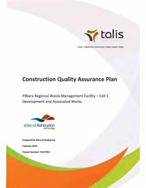 Construction Quality Assurance Plan