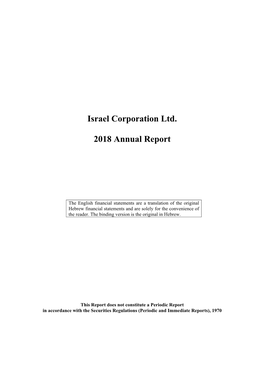 Israel Corporation Ltd. 2018 Annual Report