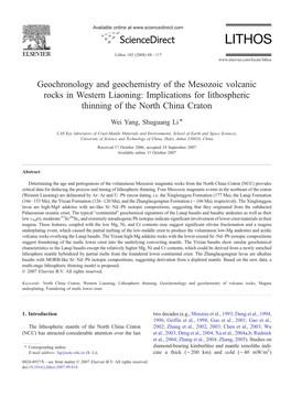 Geochronology and Geochemistry of the Mesozoic Volcanic Rocks In