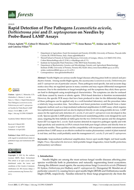 Rapid Detection of Pine Pathogens Lecanosticta Acicola, Dothistroma Pini and D