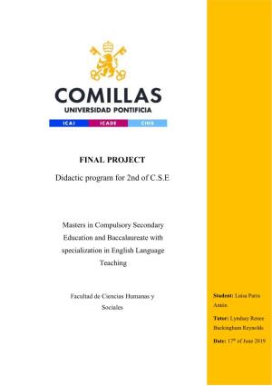 FINAL PROJECT Didactic Program for 2Nd of C.S.E