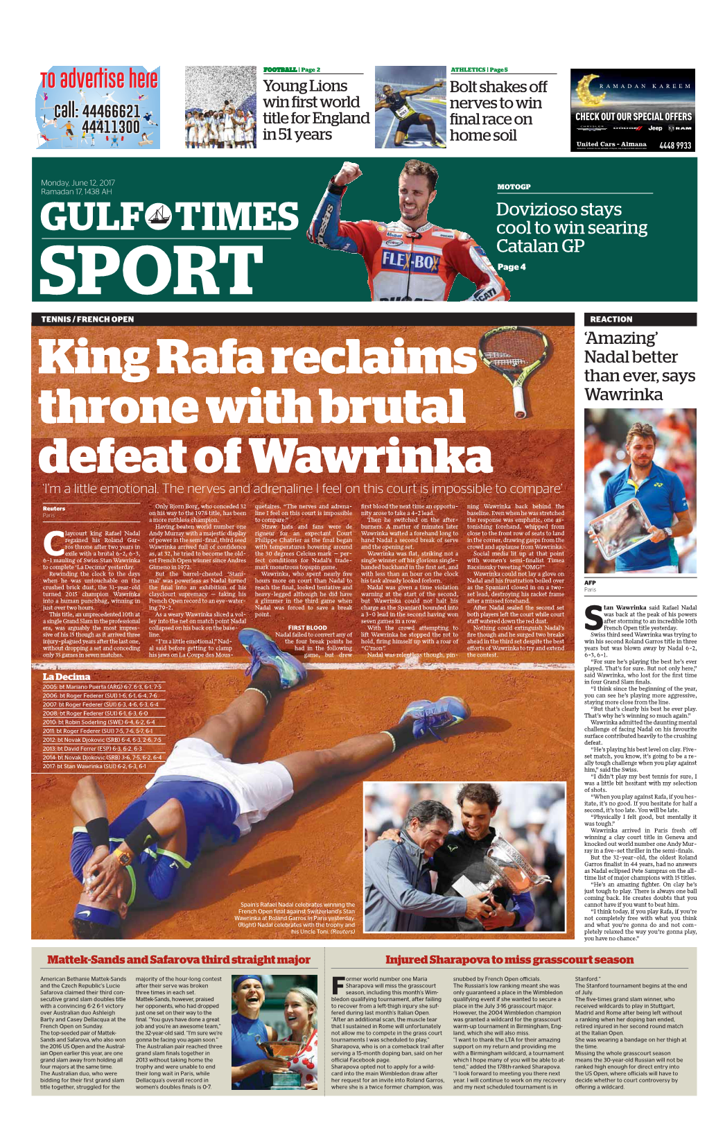 King Rafa Reclaims Throne with Brutal Defeat of Wawrinka