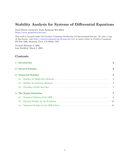 Stability Analysis for Systems of Differential Equations