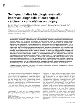 Semiquantitative Histologic Evaluation Improves Diagnosis of Esophageal