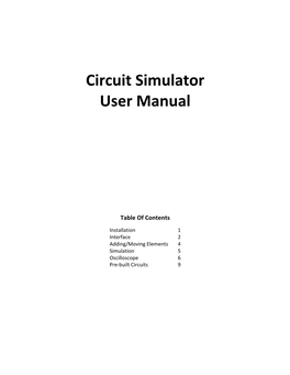 Circuit Simulator User Manual