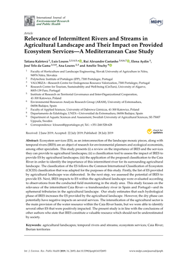 Relevance of Intermittent Rivers and Streams in Agricultural Landscape and Their Impact on Provided Ecosystem Services—A Mediterranean Case Study