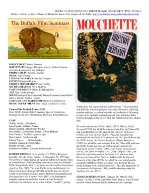 XXXVII:8) Robert Bresson: MOUCHETTE (1967, 78 Min.