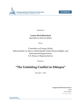 “The Unfolding Conflict in Ethiopia”