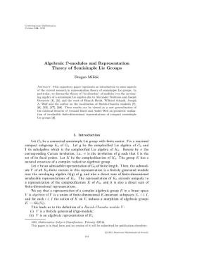Algebraic D-Modules and Representation Theory Of