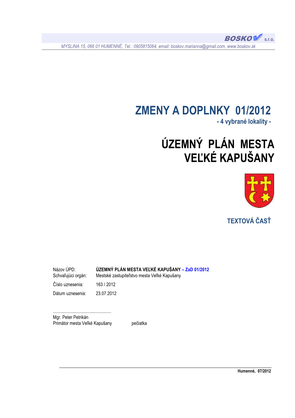 Zmeny a Doplnky 01/2012