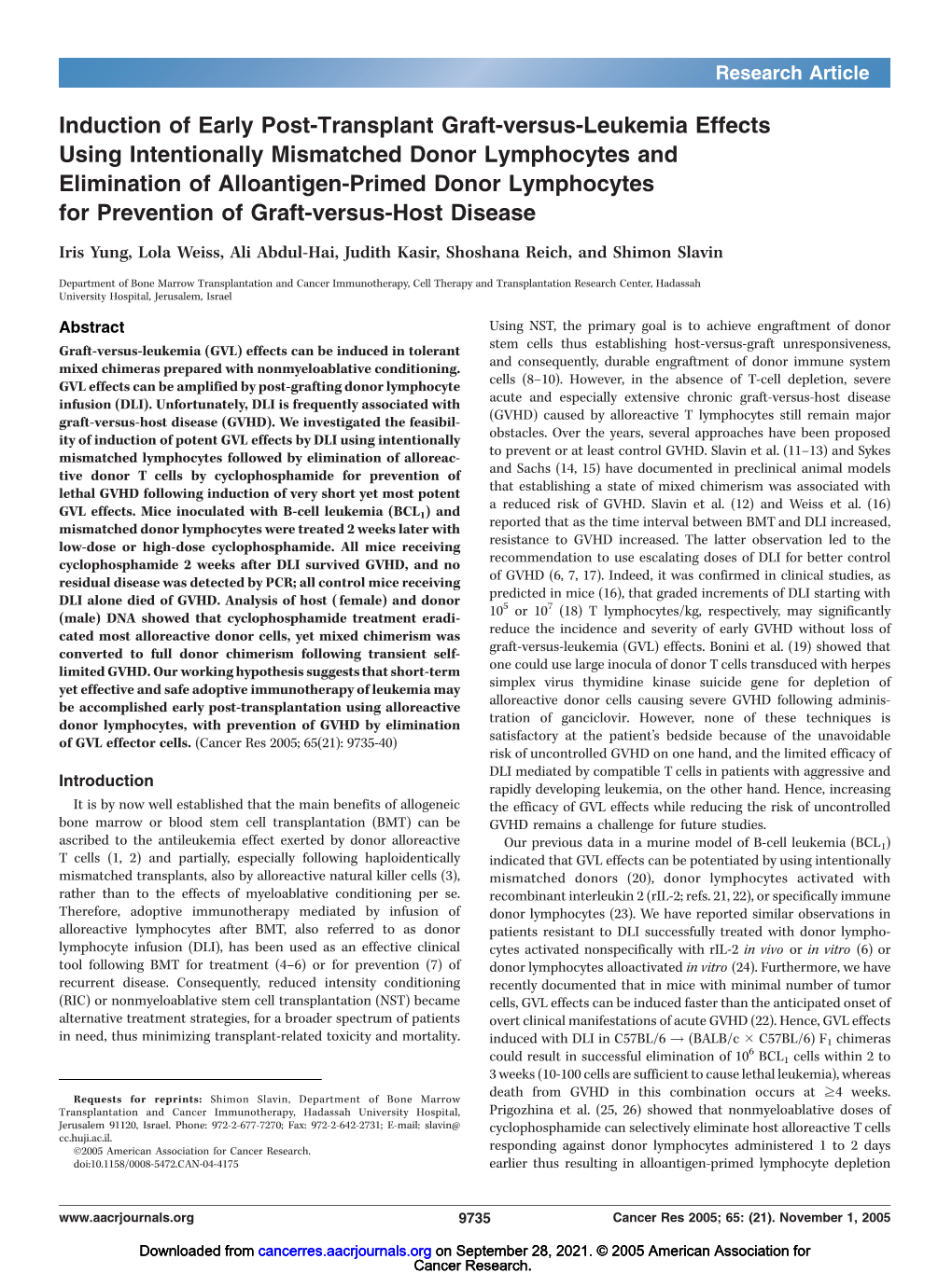 Induction of Early Post-Transplant Graft-Versus-Leukemia Effects Using Intentionally Mismatched Donor Lymphocytes and Eliminatio