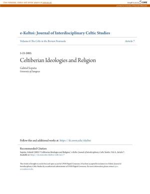 Celtiberian Ideologies and Religion Gabriel Sopeña University of Zaragoza