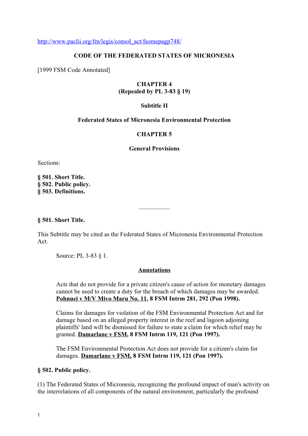 Code of the Federated States of Micronesia