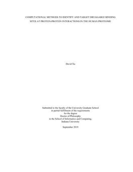 Computational Methods to Identify and Target Druggable Binding Sites at Protein-Protein Interactions in the Human Proteome