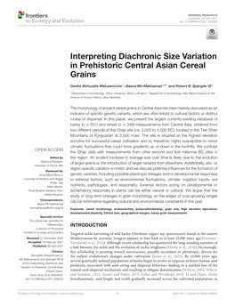 Interpreting Diachronic Size Variation in Prehistoric Central Asian Cereal Grains