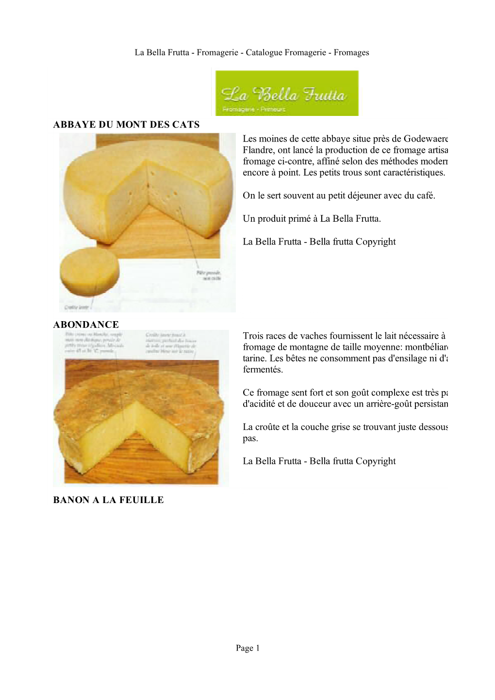 Fromagerie - Catalogue Fromagerie - Fromages