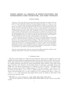 Posets Arising As 1-Skeleta of Simple Polytopes, the Nonrevisiting Path Conjecture, and Poset Topology
