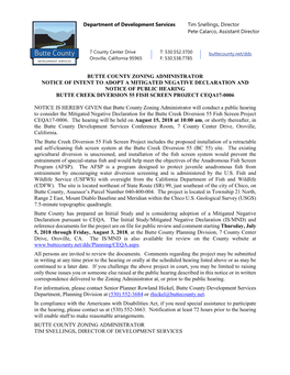 Butte County Zoning Administrator Notice Of