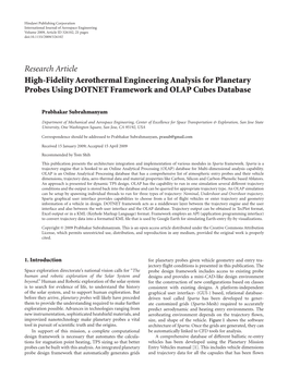High-Fidelity Aerothermal Engineering Analysis for Planetary Probes Using DOTNET Framework and OLAP Cubes Database
