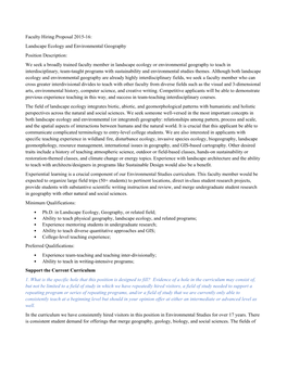 Landscape Ecology and Environmental Geography Position